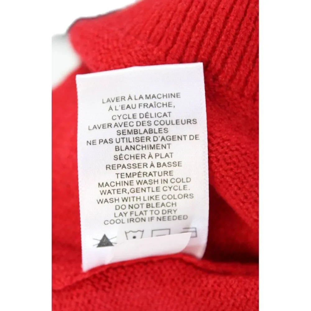 Renuar Women's Turtleneck Long Sleeves Slit Hem Pullover Sweater Red Size L